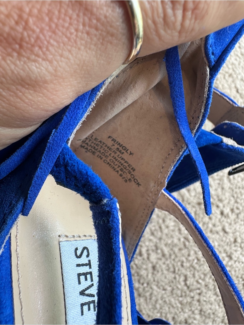Steve Madden Electric Blue Fringe Suede Sandals - Picture 2 of 4